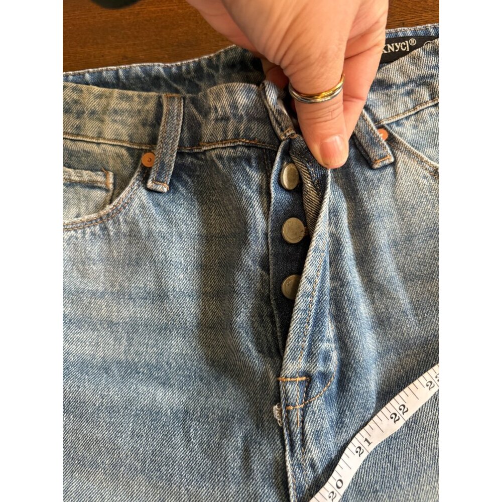 Blank NYC Baxter Ribcage Straight Leg Distressed Jeans Ripped Baggy Raw Hem Butt - Picture 7 of 16